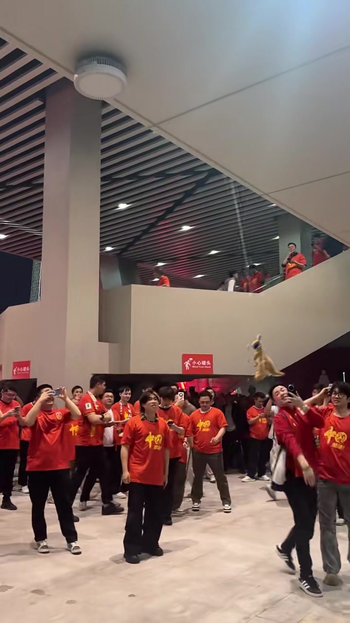 国足半场0-2澳大利亚,球迷中场轮流击打袋鼠玩偶?